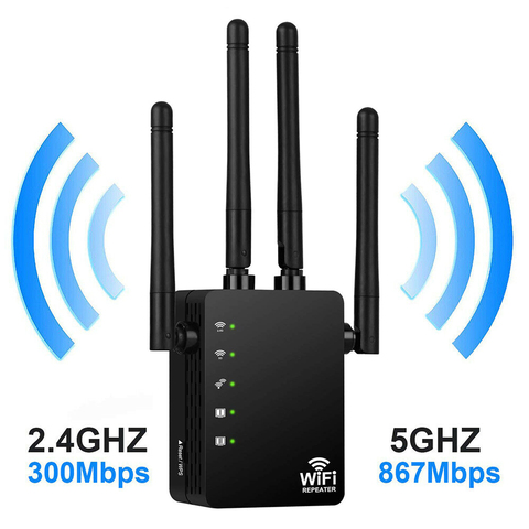 Répéteur Wifi du routeur sans fil 1200Mbps double bande 2.4/5G 4 antenne Wifi Range Extender Signal réseau domestique fournitures ► Photo 1/6