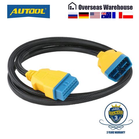 AUTOOL – câble d'extension OBD II OBD2 16 broches mâle à femelle, 150CM, pour Diagnostic de voiture, adaptateur pour Pro3/Launch/ELM327 ► Photo 1/6