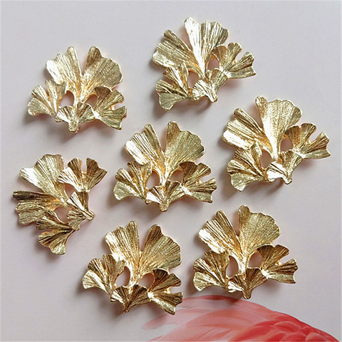 Boutons pendentif en feuille d'or en alliage, ornements dos plat, bijoux boucles d'oreilles ras du cou, accessoires de bijouterie fait main, 10 pièces/lot, nouveau ► Photo 1/6