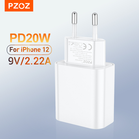 Chargeur rapide Usb C PZOZ 20W PD pour iphone 12 Pro MAX 12 Mini 11 Xs PD chargeur pour AirPods Max iPad air 4 2022 IPAD pro ► Photo 1/6