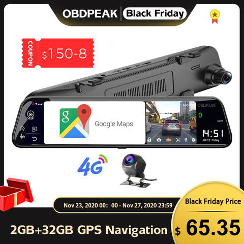 OBDEPAK – caméra de tableau de bord D50 12 pouces, Android 8.1, ADAS, 4G, 2 go + 32 go, navigation GPS, 1080P, caméra dvr pour voiture, dashcam ► Photo 1/6
