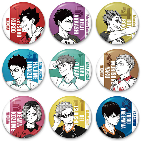 Haikyuu-broche sac-Badge de dessin animé personnages d'action, accessoire Badge Cosplay Haikyuu, broches de dessin animé, broche pour sacs à dos cadeaux ► Photo 1/6