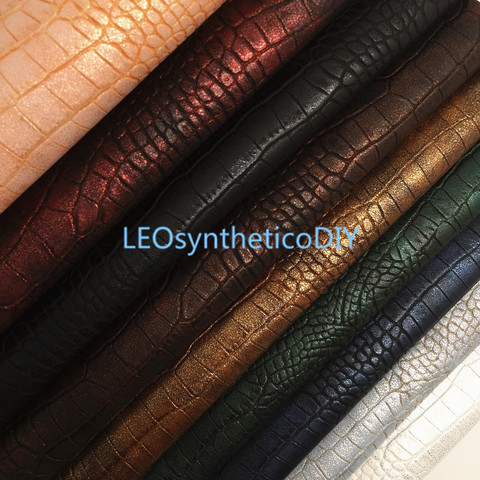 Tissu de Faux cuir Crocodile métallique, 21x29cm, feuilles synthétiques en cuir PU pour la fabrication de nœuds, 1 pièce ► Photo 1/6