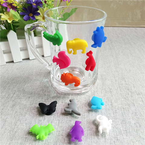 Ensemble de 12 pièces en Silicone, ventouse pour étiquettes de vin en verre, marqueur pour bouteilles, Logo, fournitures de fête, téléphone portable ► Photo 1/5