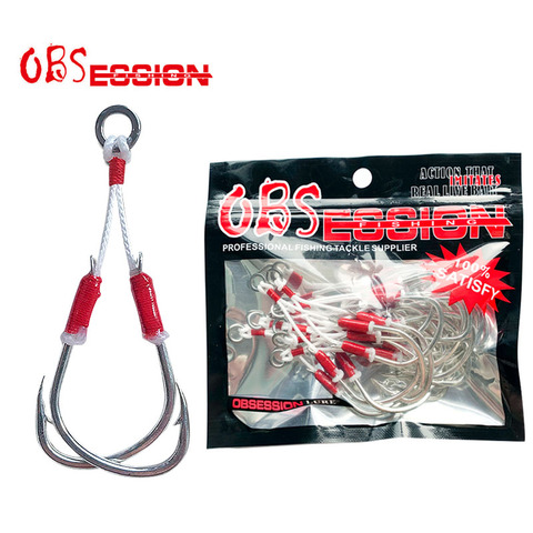 Obssession – hameçon barbelé à Double assistance, en acier à haute teneur en carbone, pour Slow Jigging, pour la pêche en mer, au brochet, 1/0, 2/0, 3/0, 4/0 ► Photo 1/1