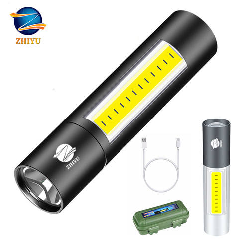ZHIYU-Mini lampe de poche LED rechargeable par USB, 3 Modes d'éclairage, torche étanche, avec Zoom télescopique, élégante, Portable, éclairage de nuit ► Photo 1/6