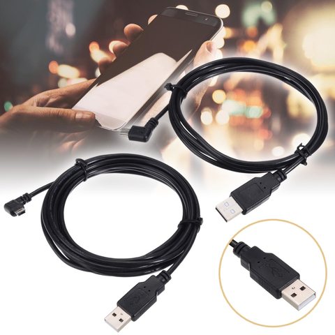 1PC noir haute qualité gauche coudé 90 degrés prise câble de données cordon USB 2.0 A mâle prise à Mini 5 broches 1.5M/5FT 3M/10FT câble ► Photo 1/6