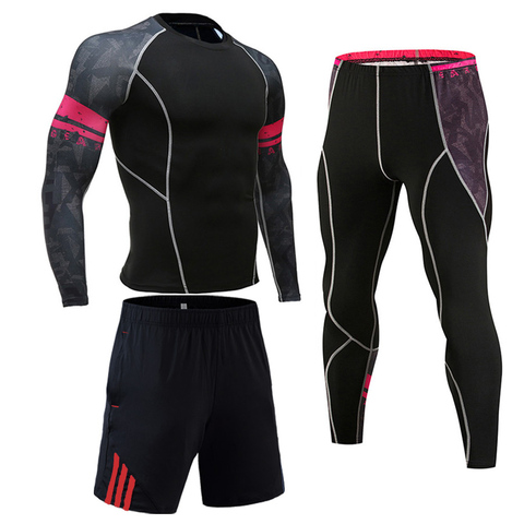 MMA Compression survêtement hommes Demix hommes Sport Jogging costume Rashgard course ensemble hommes vêtements de Sport hommes Fitness entraînement serré ► Photo 1/6