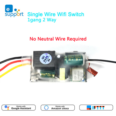 EWelink Module WIFI monofil 1gang 2 voies rf007 mhz aucun fil neutre requis travail avec Alexa et google home 220-240V ► Photo 1/6