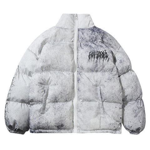 Veste d'hiver style Hip Hop pour hommes, Parka, impression Graffiti, Streetwear, coupe-vent, Harajuku, manteau rembourré, vêtements chauds d'extérieur, fermeture éclair ► Photo 1/6