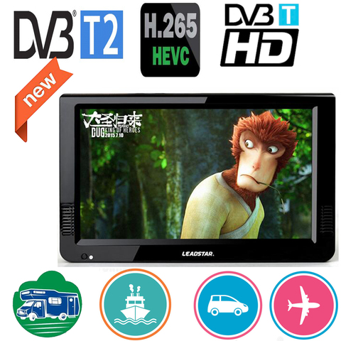 Leadstar 10 pouces DVBT/DVBT2 et analogique Portable Mini Tv Support H265/Hevc Dolby Ac3 entrée HDMI utilisé à la maison voiture bateau en plein air ► Photo 1/5