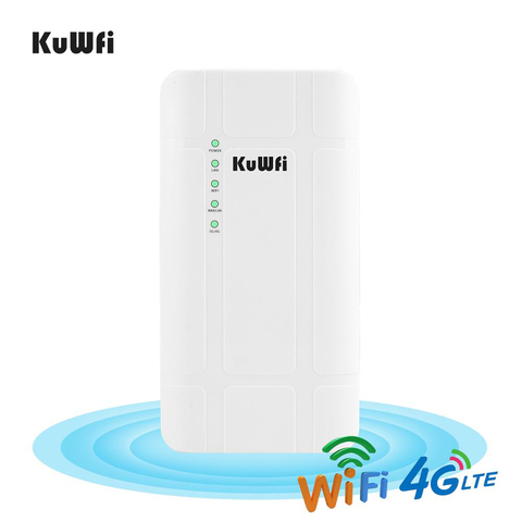 KuWFi 300Mbps imperméable à l'eau en plein air 4G LTE CPE routeur avec adaptateur POE CAT4 3G/4G carte SIM routeur WiFi pour caméra IP/WiFi extérieur ► Photo 1/6