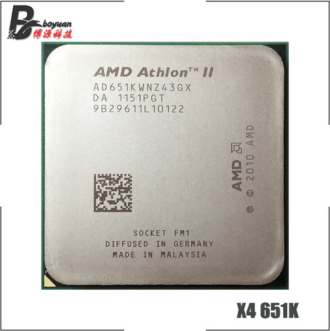 AMD-Athlon II, 651 X4 651X X4, 651K 3.0 GHz, Quad Core, processeur d'unité centrale AD651KWNZ43GX/AD651XWNZ43GX, prise FM1 ► Photo 1/1