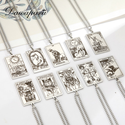 Dawapara Tarot cartes collier Vintage en acier inoxydable bijoux nouvel an cadeau les principaux arcanes pendentif colliers ► Photo 1/6