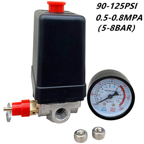 Compresseur d'air monophasé 1/4 ''BSP, 4 ports 12 Bar, pression 0-175 PSI, interrupteur, Valve de commande, sécurité ► Photo 1/4