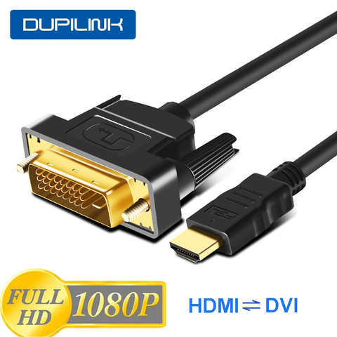 DUPILINK câble HDMI-compatible DVI câble DVI HDMI-adaptateur de câble compatible plaqué or pour projecteur DVD HDTV PS5 4 3 TVBOX ► Photo 1/6