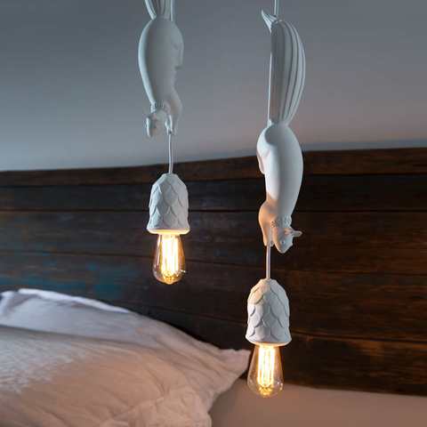 Lampe suspendue en résine d'écureuil, design nordique, luminaire décoratif d'intérieur, idéal pour une chambre d'enfant, une cuisine, un salon, un Restaurant ou un Loft ► Photo 1/6