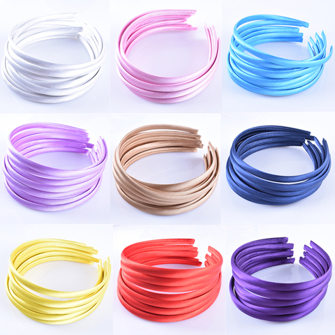 10 pièces/lot plaine 10MM Satin bandeau filles tissu couvert résine bandeaux en plastique bandeaux enfants bandes élastiques accessoires de cheveux ► Photo 1/6