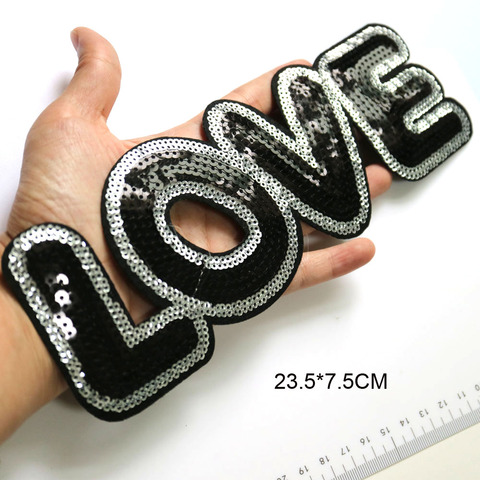 G-RUI paillettes amour lettre patchs pour vêtements fer bricolage sur noir parch appliques broderie applique patch ropa vêtements accessoire ► Photo 1/6