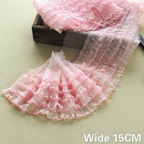 Ruban de luxe en Voile et dentelle Guipure 3d, 15CM de large, cinq couches à pois, volants, garniture pour robe de mariée, jupes pelucheuses, fourniture de couture ► Photo 1/6