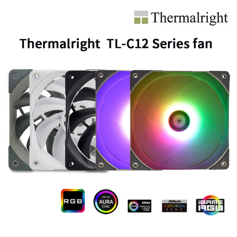 Thermalright 4pin PWM 120mm TL-C12 ventilateur de refroidissement 5V 3PIN ARGB ordinateur de bureau ordinateur refroidisseur ventilateur RGB silencieux 12V DC ajuster la vitesse du ventilateur ► Photo 1/6