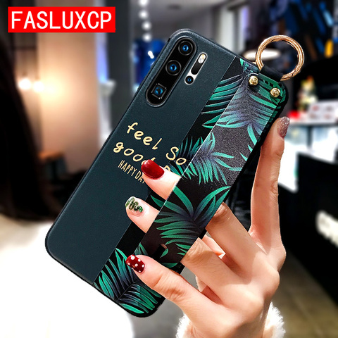 P40 P20 P30 Pro étui 3D mode Art feuille fleur TPU poignet sangle support couverture pour Huawei P30 Lite P Smart Z Mate 30 20 Pro Funda ► Photo 1/6