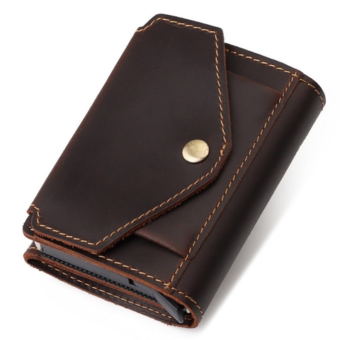 Supérieur nouvel homme Vintage RFID blocage portefeuille automatique Pop-up étui pour cartes de crédit affaires sac à main argent poche pour les hommes ► Photo 1/6