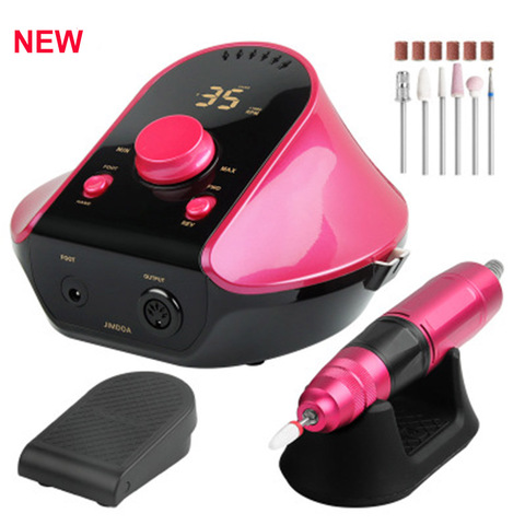 Nouvelle mode 35000 tr/min professionnel électrique ponceuse à ongles pièce à main en métal fraises rouge perceuse à ongles Machine pour Nail Art ► Photo 1/6