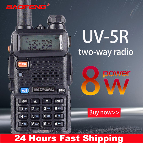 Baofeng UV-5R 8 W véritable haute puissance 8 Watts puissant talkie-walkie longue portée 10km double bande bidirectionnelle Radio CB Portable uv5r chasse ► Photo 1/6