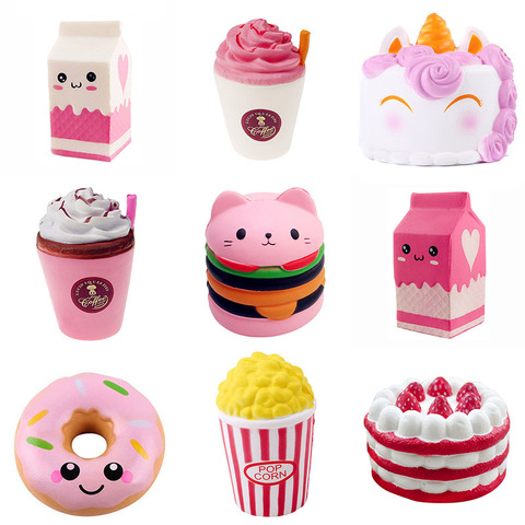 Antistress Squishy Hamburger Milkshake Squishe beignet pop-corn jouets Anti-Stress Anti-Stress blagues pratiques Surprise cadeau spongieux ► Photo 1/6