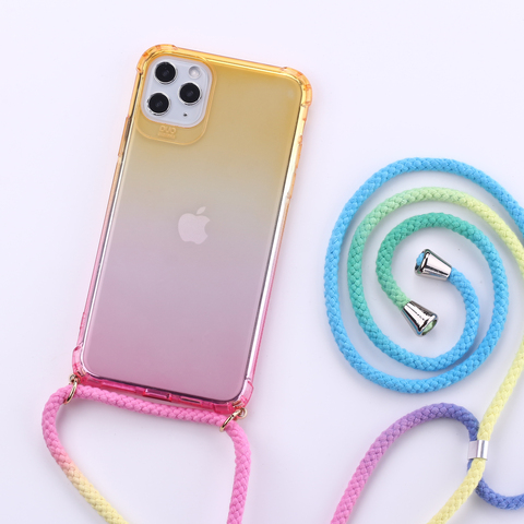 Arc-en-ciel dégradé sangle cordon chaîne téléphone collier lanière étui de téléphone housse de transport accrocher pour iPhone 11 Pro XS Max XR X 7Plus 8plus 8 ► Photo 1/6