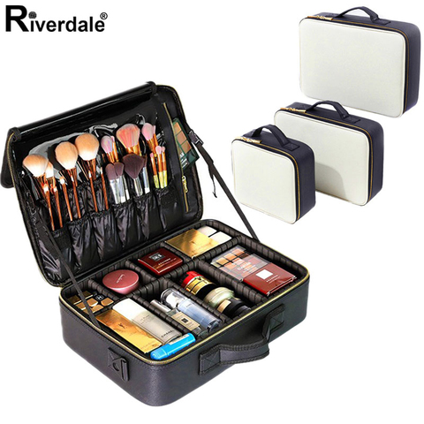 PU cuir professionnel étui à cosmétiques marque cosmétique boîte de rangement nouveau voyage maquillage organisateur beauté ongle outil valise pour les femmes ► Photo 1/6