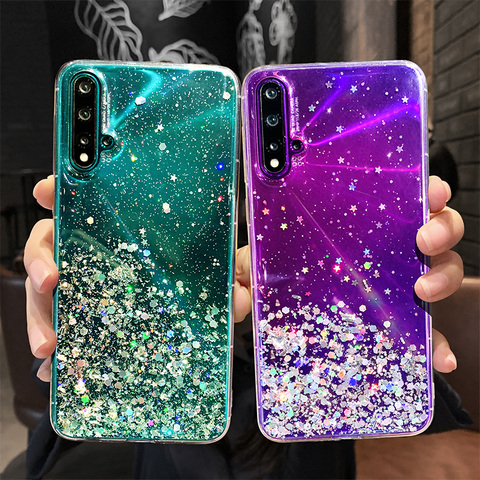 Coque scintillante en TPU pour Huawei, compatible modèles Honor 20 Pro, 20s Lite, 10 Lite, 10i, V20, Honor 9X Pro, 9A, 9C, 9S, 8X, 8A, 8C, 8S, 7A, 7X, 7C ► Photo 1/6