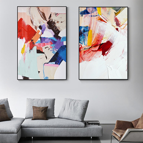 Peinture sur toile abstraite de couleur chaude, style nordique, imprimés de haute qualité ► Photo 1/6