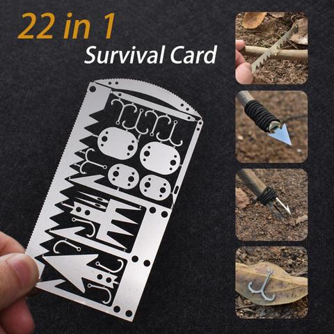 12 en 1 carte de survie flèche couteau de poche multifonctionnel crochet de pêche fourchette scie Multitool pour la chasse en plein air Camping outil ► Photo 1/6