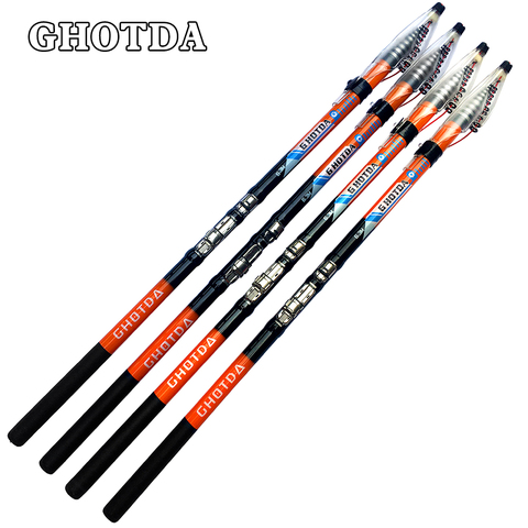 GHOTDA – canne à pêche Spinning télescopique en Fiber de carbone de 2.7M/3.6M/4.5M/5.4M ou 6.3M, accessoire adapté au rockfishing et à la carpe ► Photo 1/6