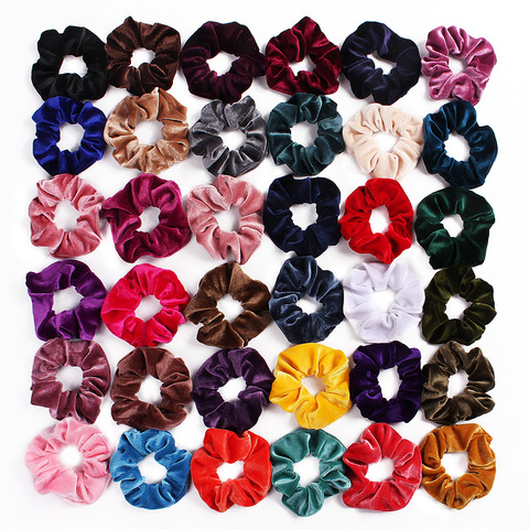 Velours Scrunchie femmes filles élastique cheveux bandes de caoutchouc accessoires gomme pour les femmes cravate cheveux anneau corde élastique pour queue de cheval coiffure ► Photo 1/6