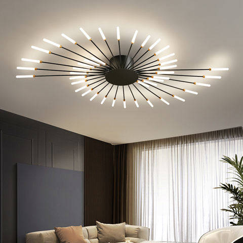 LED lustre plafond pour salle à manger salon chambre décoration de la maison suspendus lumières Or ou noir moderne créatif nouveaux appareils ► Photo 1/6