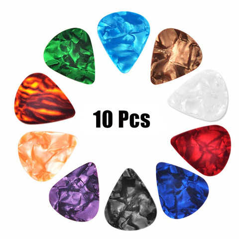 10 pièces nouveaux choix acoustiques médiator Plectrum celluloïd électrique lisse guitare médiator accessoires 0.46mm 0.71mm 0.81mm 0.96mm ► Photo 1/6