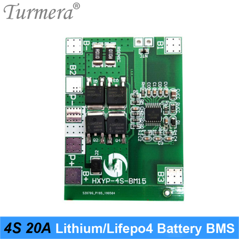 Turmera 4S 12.8V 16.8V 20A 32700 LiFepo4 BMS 18650 Li-ion carte de Protection pour 14.4 vtournevis 12V alimentation interrompue utilisation ► Photo 1/6