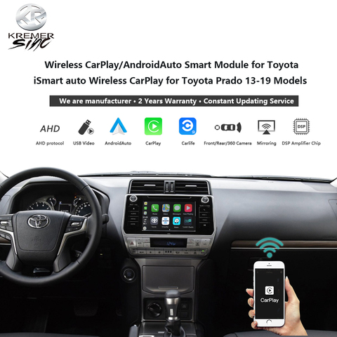 Voiture sans fil Android Auto pour Toyota Landcruiser iSmart Auto sans fil Android Auto pour Prado 13-20 modèles ► Photo 1/6