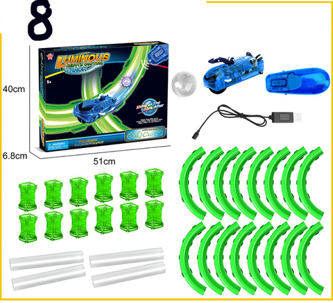 2022 jouet course piste magique bricolage enfant ensemble télécommande vitesse tuyaux voiture camions lampe de poche LED véhicule construction Tube chemin de fer ► Photo 1/6