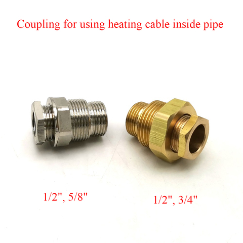 Raccord en cuivre pour l'utilisation de câbles de chauffage dans des tuyaux d'eau, filetage Standard, deux tailles, 1/2 