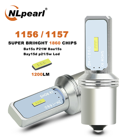 NLpearl – 1 feu clignotant Led 1156 Ba15s P21w Bau15s Py21w, ampoules CSP 1860SMD 1157 Bay15d P21/5w pour voiture, feux de freinage ► Photo 1/6