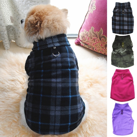 Classique Plaid motif chien gilet mode sans manches pull pour animaux de compagnie avec laisse anneau pour petits chats moyens chiens velours chaud vêtements pour animaux de compagnie ► Photo 1/6