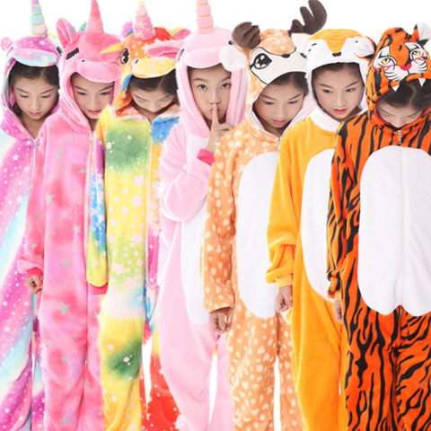 Pyjama d'hiver pour garçons et filles, vêtements de nuit, Cosplay, licorne, Kigurumi, pour enfants de 4 à 12 ans ► Photo 1/6