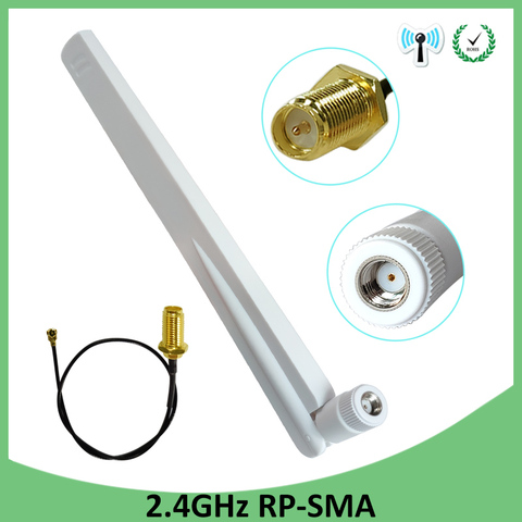 2.4 GHz 8dBi WiFi Antenne RP-SMA mâle 2.4 ghz Antenne 2.4G blanc Antenne routeur + PCI U.FL IPX à SMA mâle queue de cochon câble ► Photo 1/6