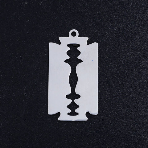 5 pcs/lot rasoir Blad en acier inoxydable bijoux hommes pendentif bricolage breloques en gros jamais rouille bijoux fournitures usine magasin ► Photo 1/6