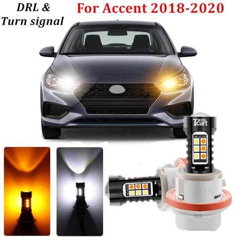 Lumières de voiture DRL de clignotant de double couleur de Switchback pour 2022 Hyundai Accent Verna Solaris Excel I25 Dodge Brisa LED ► Photo 1/6