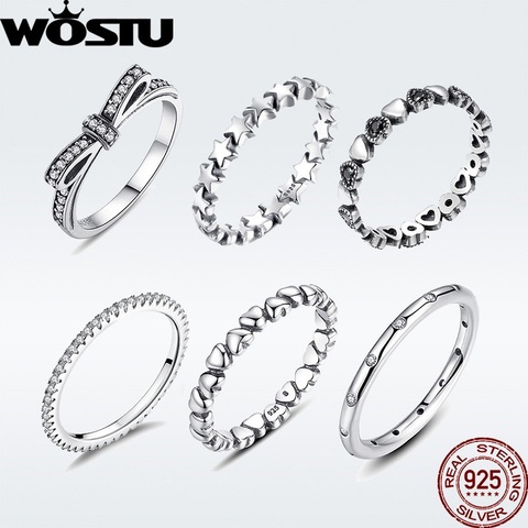 WOSTU Offre Spéciale 925 Bagues en Argent Sterling Pour Les Femmes D'origine Européenne De Mariage De Marque De Mode Anneau Bijoux Cadeau ► Photo 1/6
